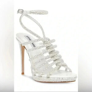 COPY - NIB Steve Madden Givinn Beaded Strappy Stiletto Sandal Pearl Size 9 1/2